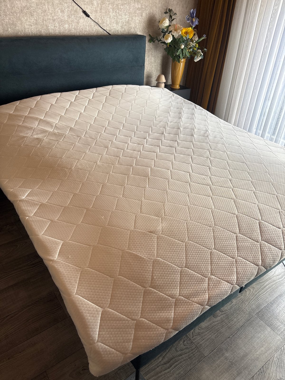 Topper 180 x 200 - Fris gewassen hoes, Gebruikt, Lits-jumeaux, Matrasbeschermer, Wit