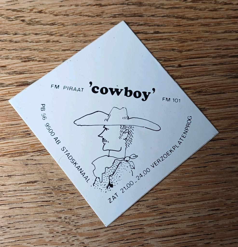 Sticker piraat amateurzender radio Cowboy, STADSKANAAL, Ophalen of Verzenden