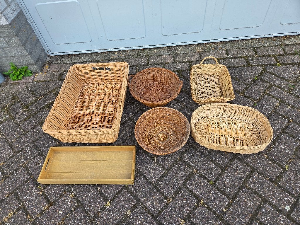 rieten manden, Huis en Inrichting, Ophalen, Gebruikt, Rond, Riet