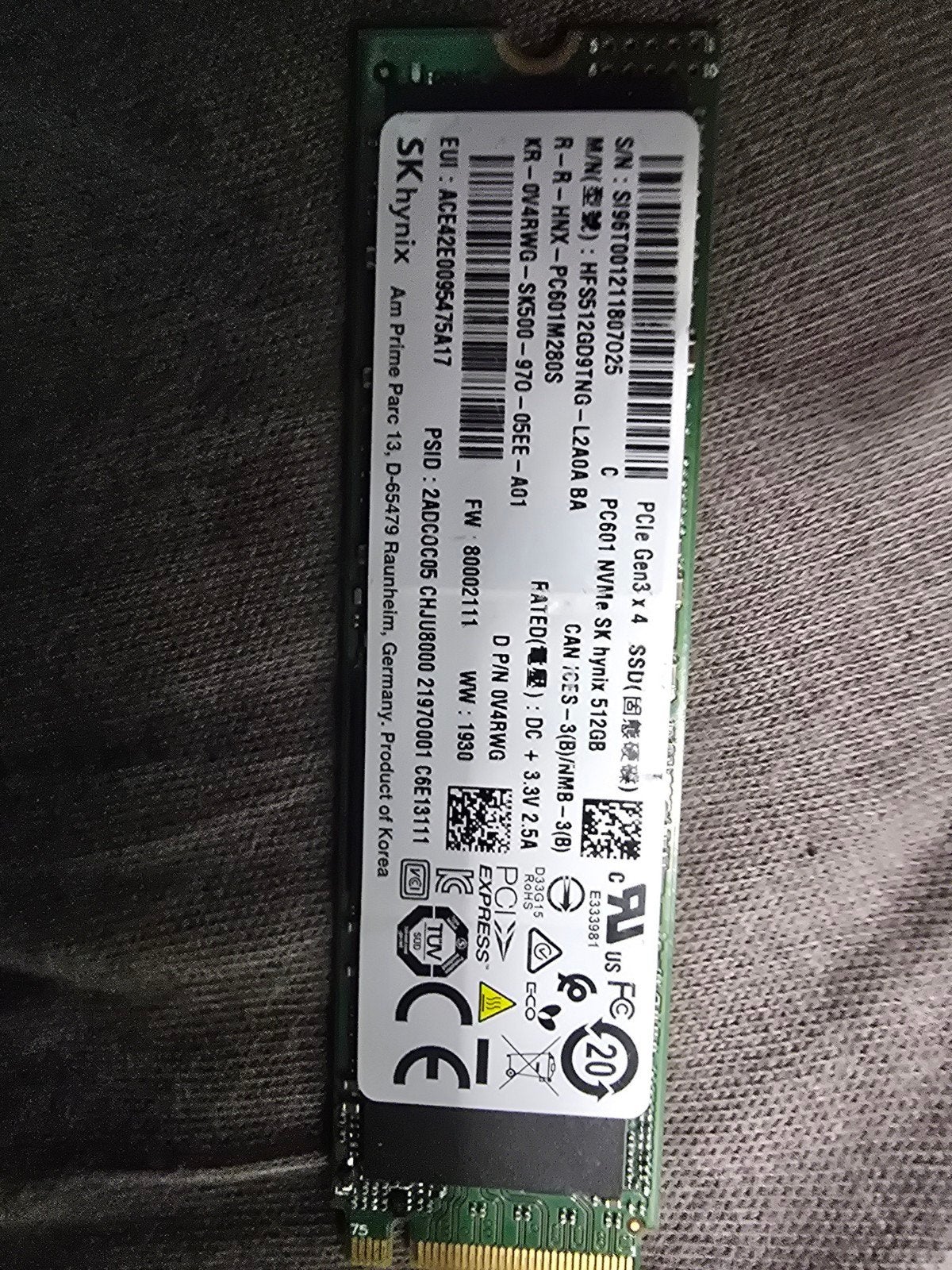 SK hynix 512GB NVMe SSD PCIe Gen3 x4, Computers en Software, Harde schijven, Ophalen of Verzenden