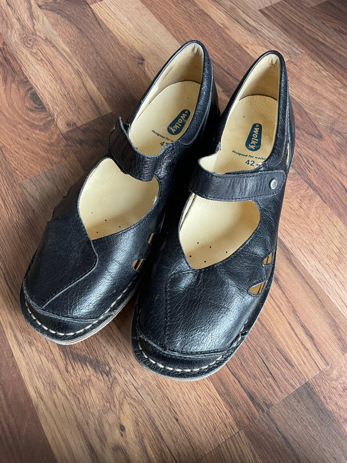 Wolky Zwarte Leren Ballerina's Maat 42 nieuw, Zwart, Nieuw, Ballerina's, Ophalen of Verzenden