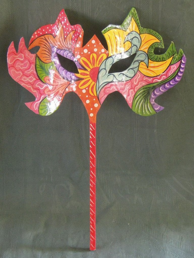 Nr H256: Gekleurd papier-mache bal-masque masker, Antiek en Kunst, Ophalen of Verzenden