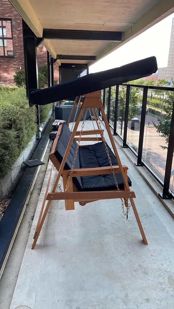 Houten schommelbank / bed, voor buiten, Tuin en Terras, Tuinbanken, Ophalen, Gebruikt, Hout, Schommelbank