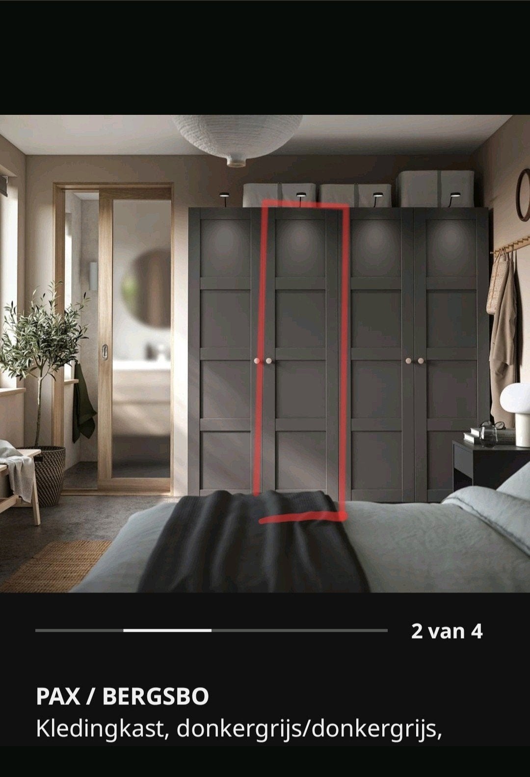 Pax kledingkast antraciet 50x60x201, Huis en Inrichting, Kasten | Kledingkasten, Ophalen, 200 cm of meer, Pax, Met plank(en)