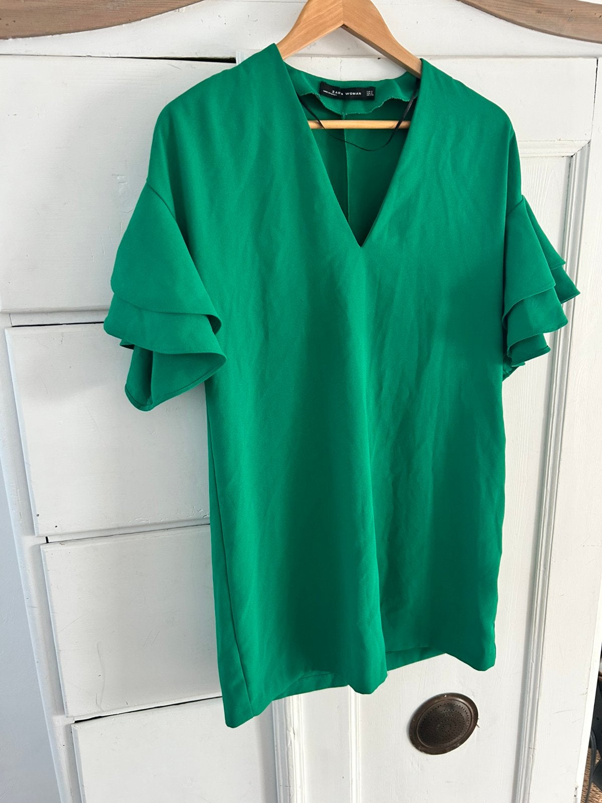 Groene jurk zara, Ophalen of Verzenden, Zo goed als nieuw, Groen, Boven de knie