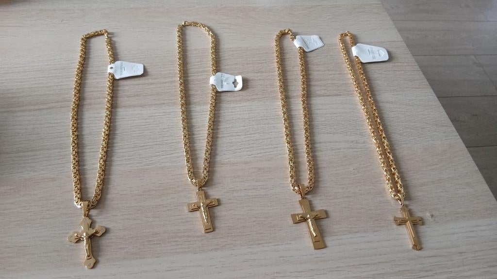 Koningsketting met Hanger Goud Stainless Steel, Nieuw, Ophalen of Verzenden, Goud, Overige materialen