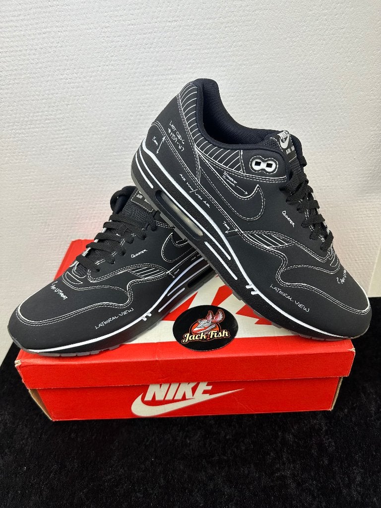Nike air Max 1 Sketch to Shelf Black - size 46, Kleding | Heren, Zwart, Nike, Nieuw, Ophalen of Verzenden
