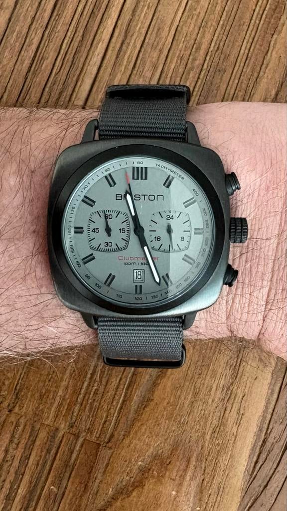 BRISTON Clubmaster Sport Gun Steel Chronograaf (Limited), Overige merken, Staal, Polshorloge, Overige materialen