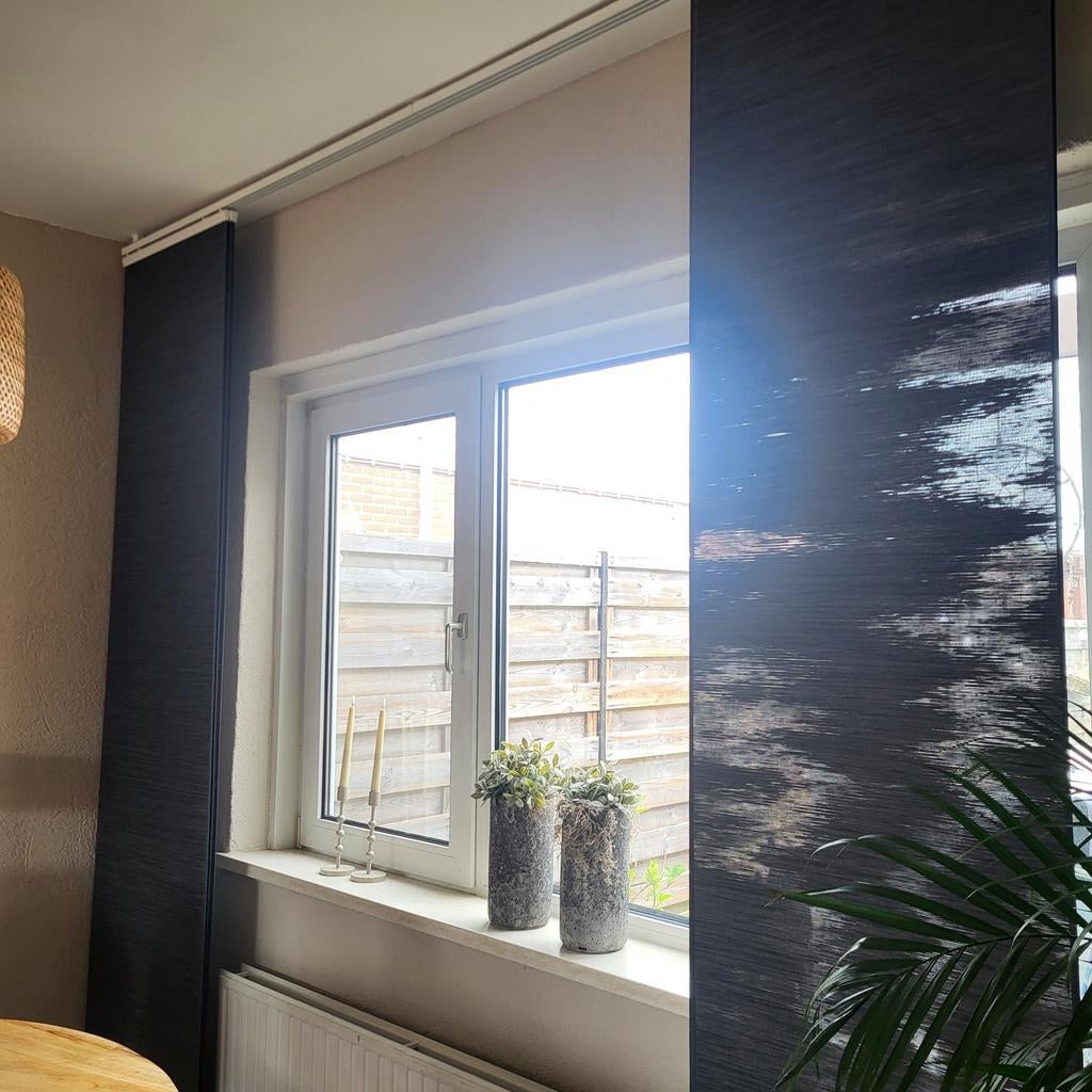 5 IKEA lamellen antraciet met rails., Ophalen, Gebruikt, Grijs