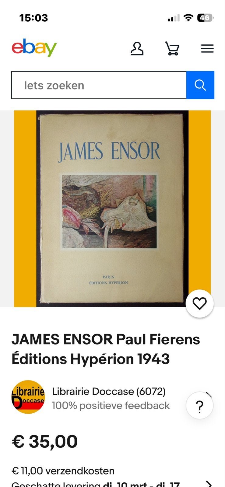 James Ensor Paul Fierens Éditions Hyperion 1943 Kunstboek, Ophalen of Verzenden