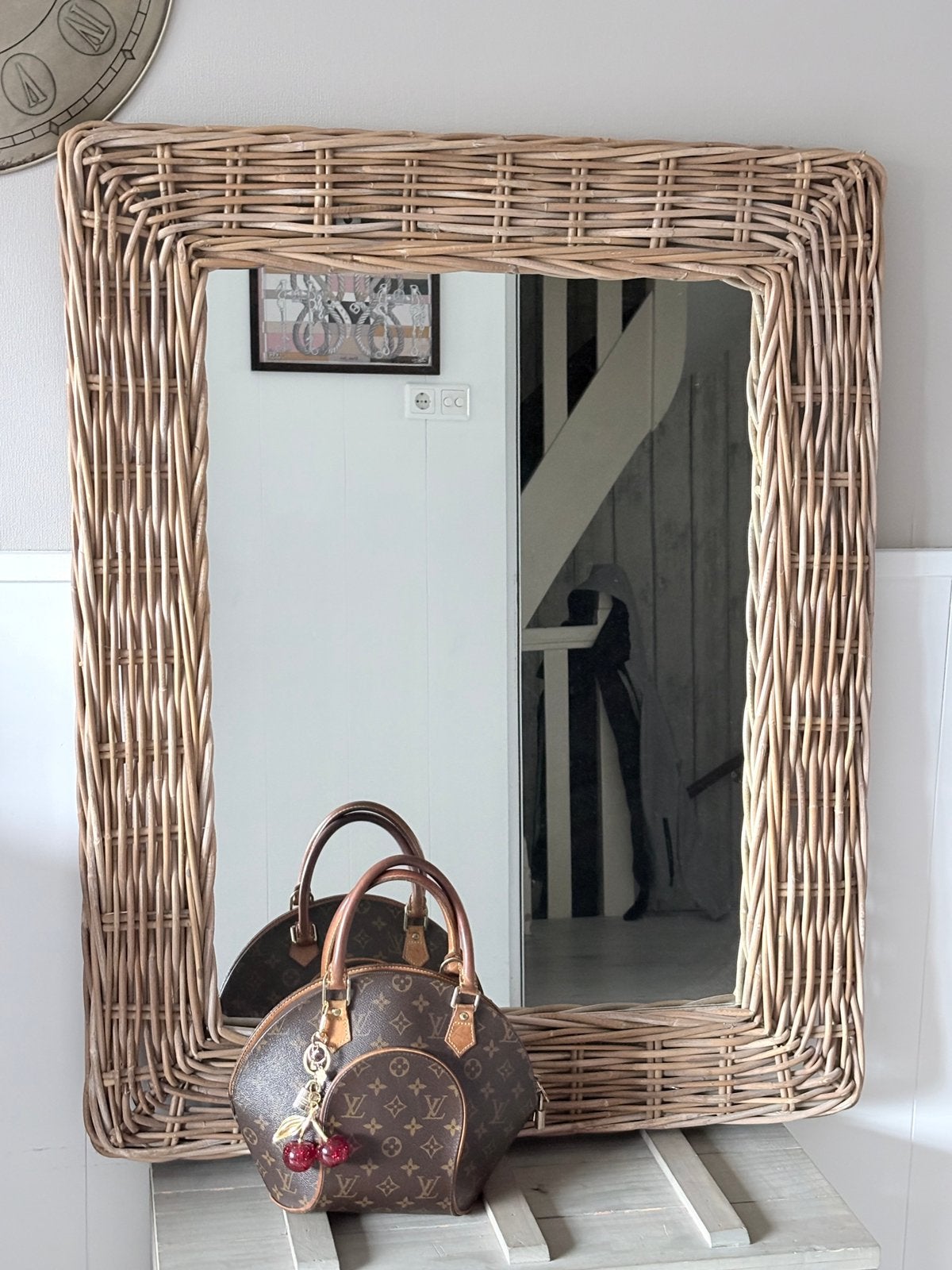 Grote landelijke/ Ibizastyle spiegel, 85 x 100 cm., Ophalen, 100 tot 150 cm, Zo goed als nieuw, 75 tot 100 cm