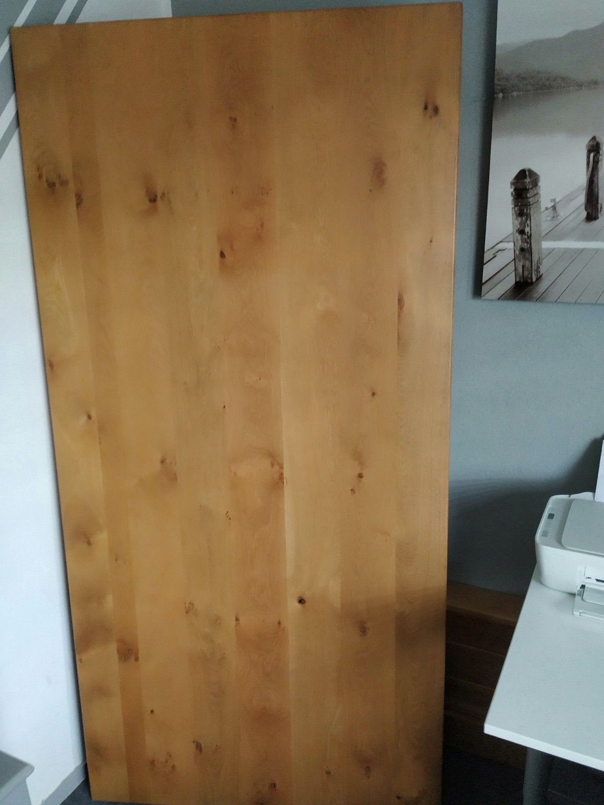 Massief rustiek eiken eetkamertafel blank gelakt. 200 x 100, Ophalen, Gebruikt, Eikenhout, 200 cm of meer