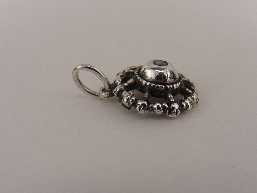 Zilveren hanger met roosdiamant                         Z115, Gebruikt, Overige voorstellingen, ., Ophalen of Verzenden