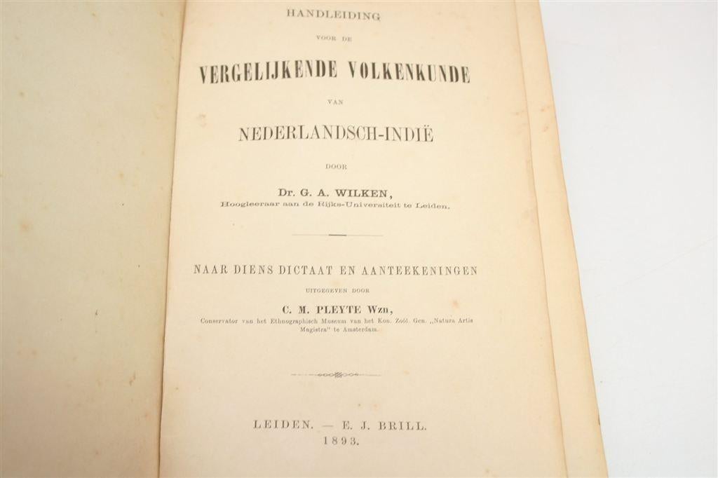 Volkenkunde van Ned.-Indië — G.A. Wilken [1893], Antiek en Kunst, Antiek | Boeken en Bijbels, Ophalen of Verzenden