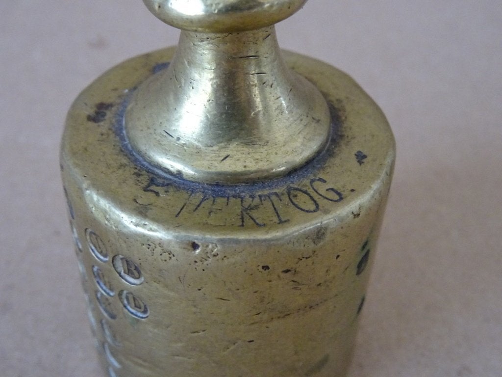 Antiek messing balans gewicht knopgewicht 5 hektogram 500 g, Ophalen of Verzenden