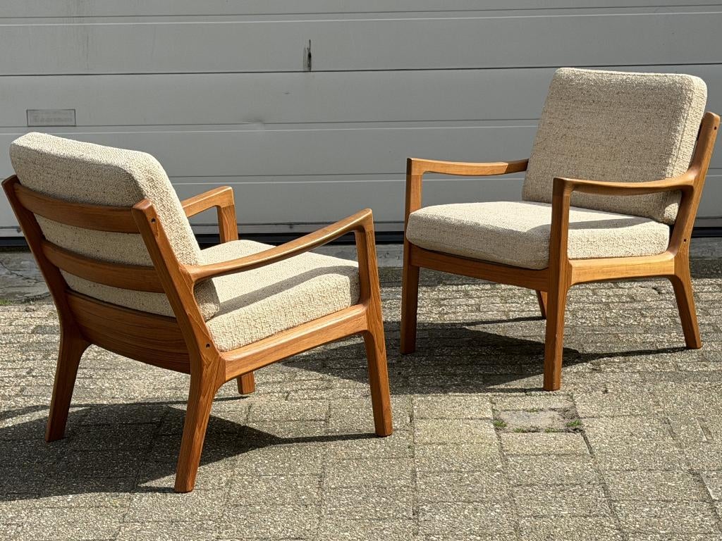 Cado Wanscher Set fauteuils Teak Vintage Deens Design Jaren, Ophalen, Gebruikt, Stof, 50 tot 75 cm