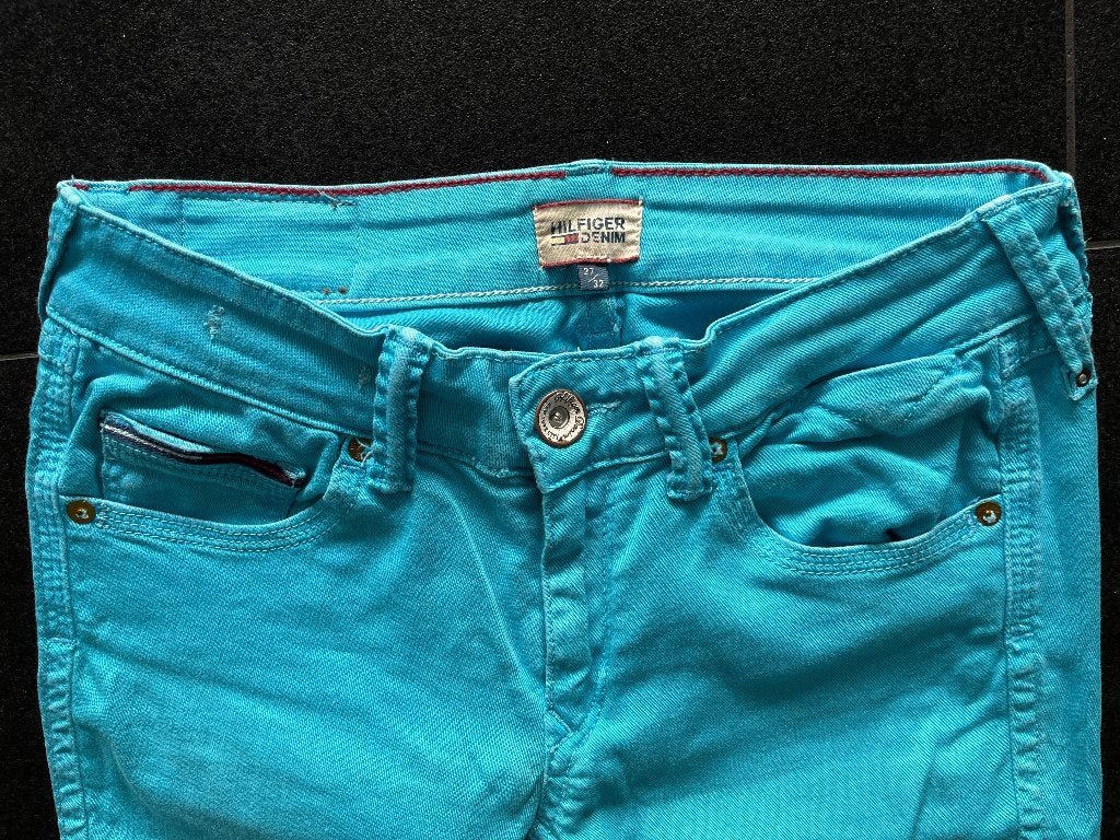 Tommy Hilfiger Denim Jeans - Turquoise, Kleding | Dames, Spijkerbroeken en Jeans, Overige kleuren, Ophalen of Verzenden, Zo goed als nieuw