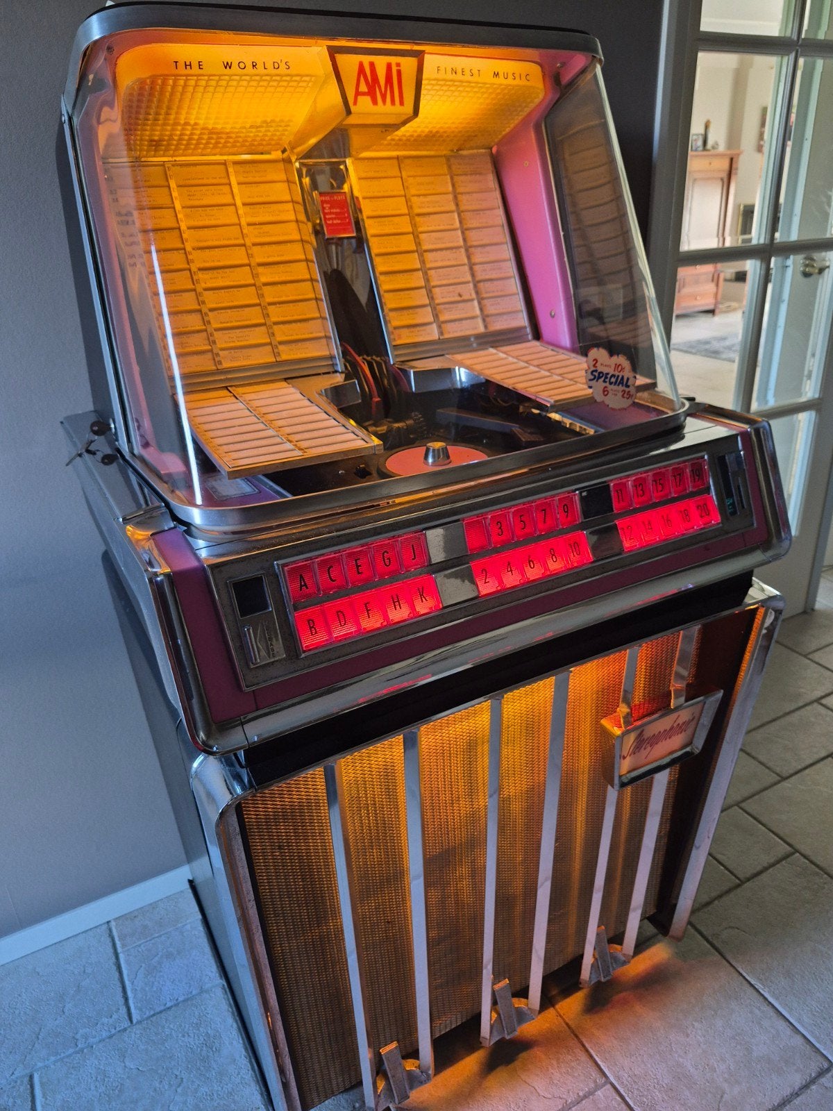Ami J 200 Jukebox  uit 1959 +100 singles Vintage en Werkend, Gebruikt, 1950 tot 1960, Ami, Ophalen
