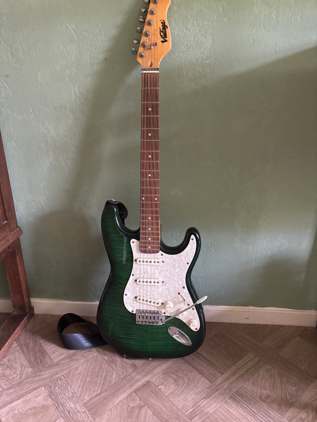 Vintage elektrische gitaar - Groen met tas, Ophalen, Gebruikt, Solid body, Overige merken