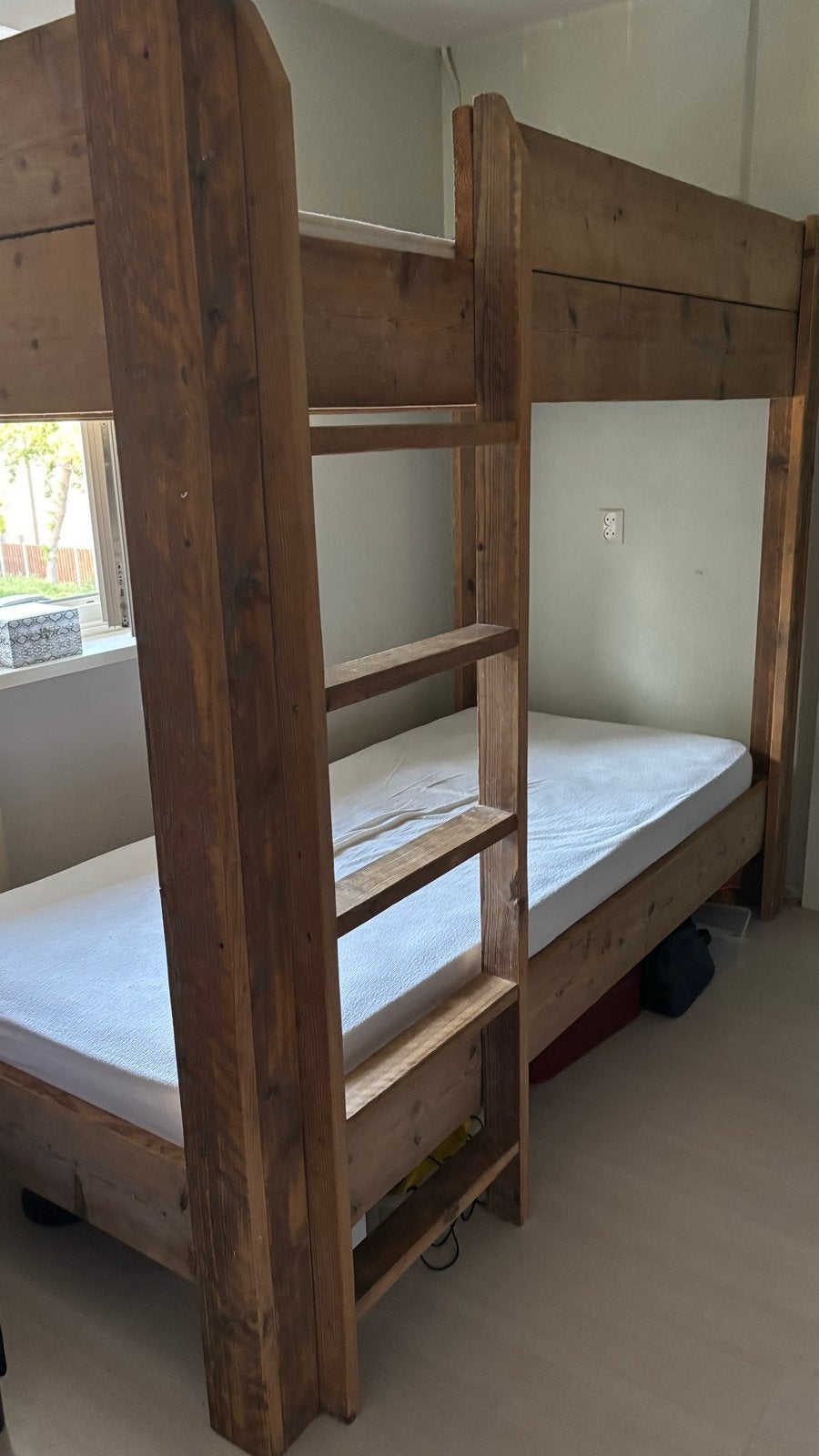 Stevig houten stapelbed incl lattenbodem, Ophalen, Gebruikt, 90 cm, 160 tot 180 cm