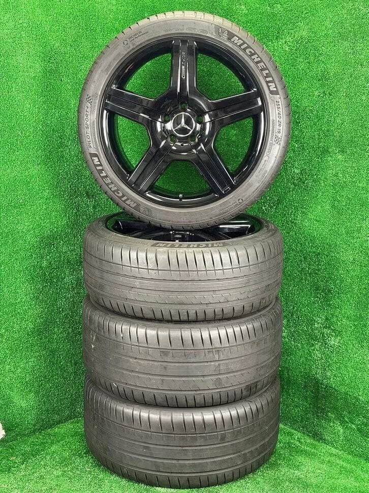 Originele 19 inch Mercedes AMG velgen met banden W221, 19 inch, Gebruikt, 255 mm, Banden en Velgen