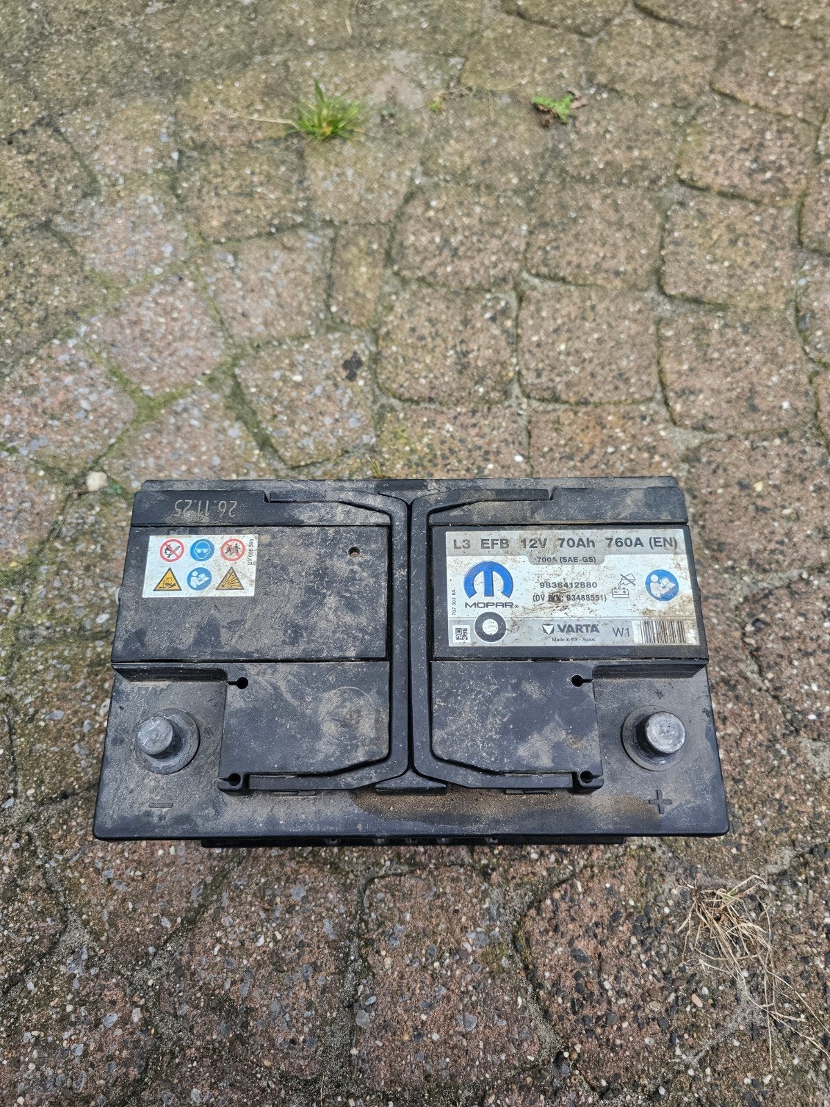 Mopar Varta L3 EFB 12V 70Ah 760A Accu, Gebruikt, Overige automerken