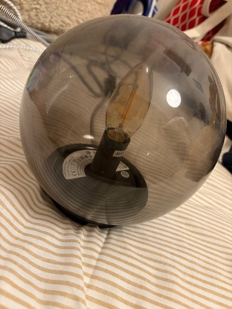 IKEA FADO Tafellamp / Bol lamp Grijs / Rookglas, Ophalen, Overige typen, Met schakelaar, Overige fittingen