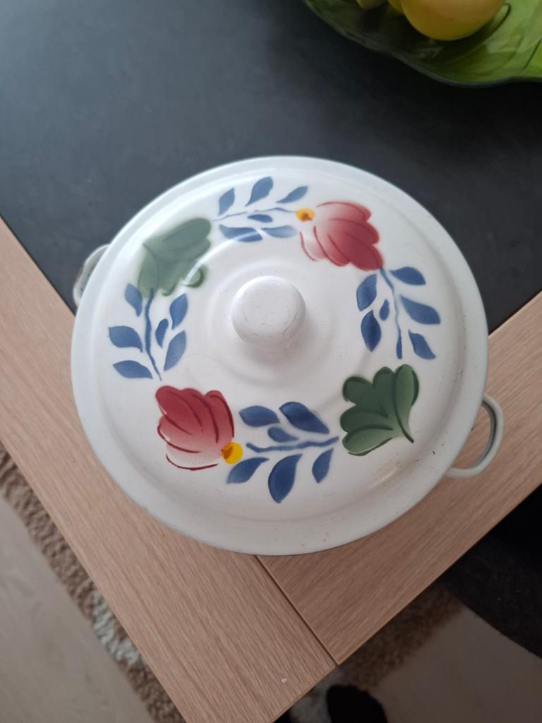 Emaille  boerenbont schaal/kookpannetje, Huis en Inrichting, Keuken | Servies, Ophalen, Aardewerk, Boerenbont, Schaal of Schalen