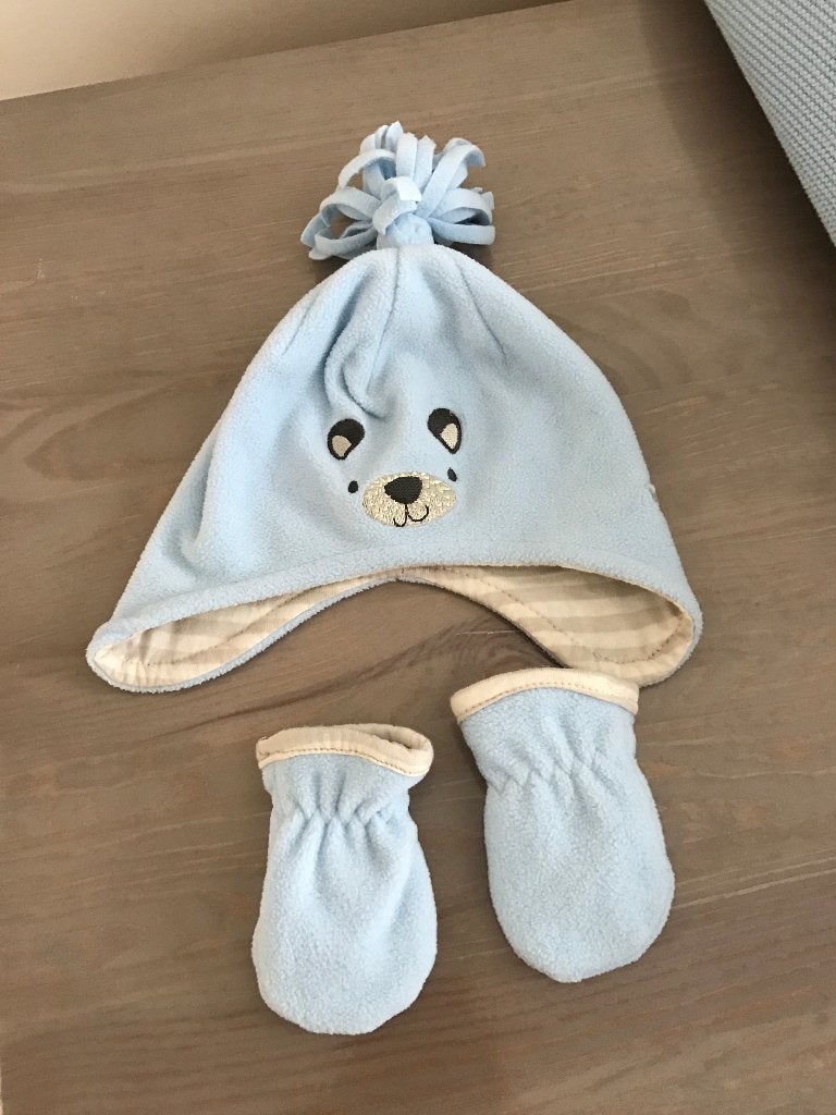 Baby muts en wantjes blauw, Ophalen, Zo goed als nieuw, Jongetje of Meisje, Setje