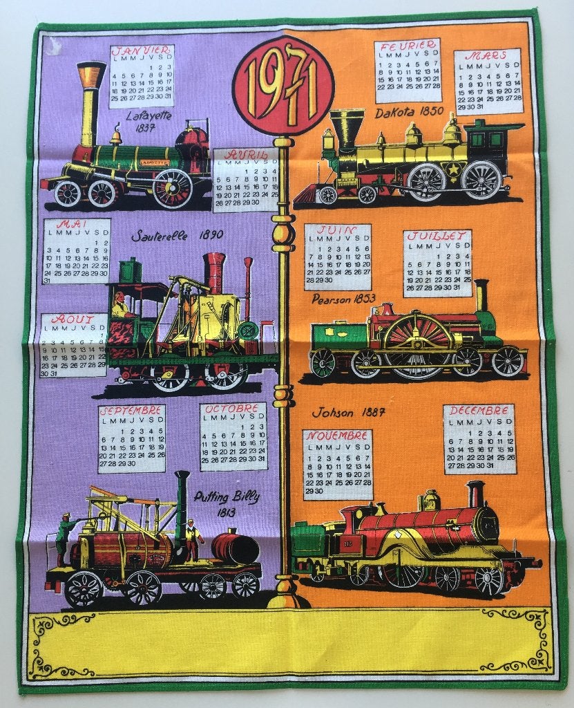 Theedoek treinen, stoomlocomotief, 1971, Verzamelen, Verzenden, Nieuw, Overige typen