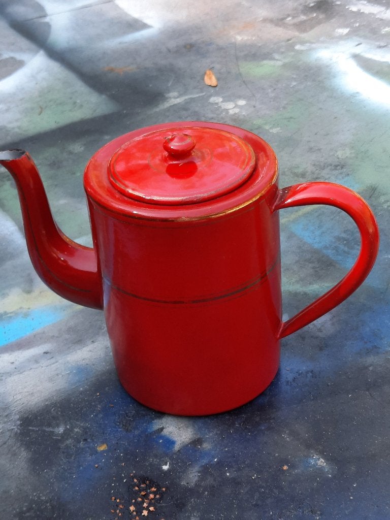 Rood emaille Kamper koffiepot, Ophalen of Verzenden