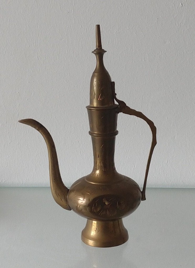 boho stijl theepot Indisch messing geëtst, volgnr 6, Ophalen of Verzenden, Koper