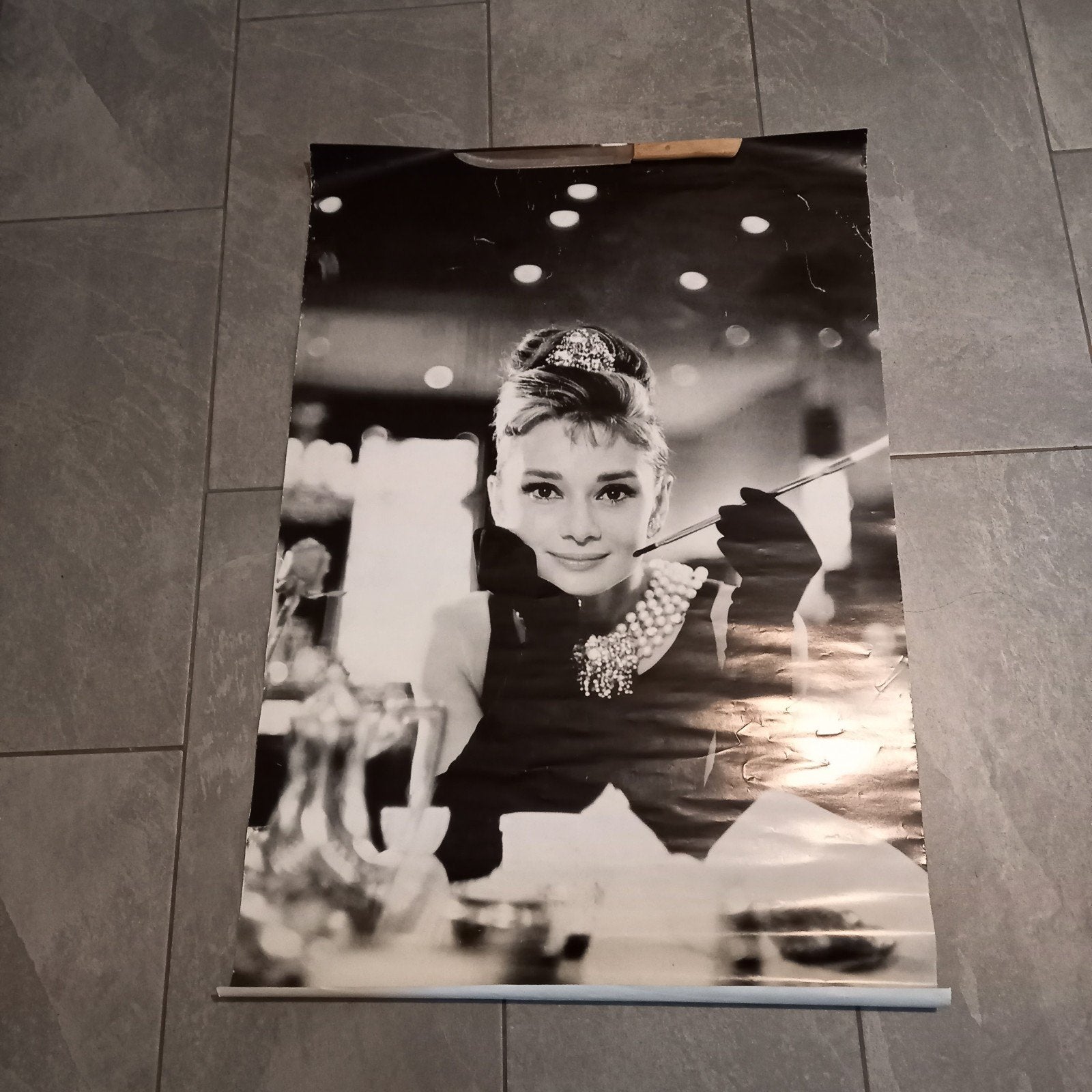 Iconische Zwart-wit Poster Audrey Hepburn Breakfast Pyramid, Verzenden, Poster