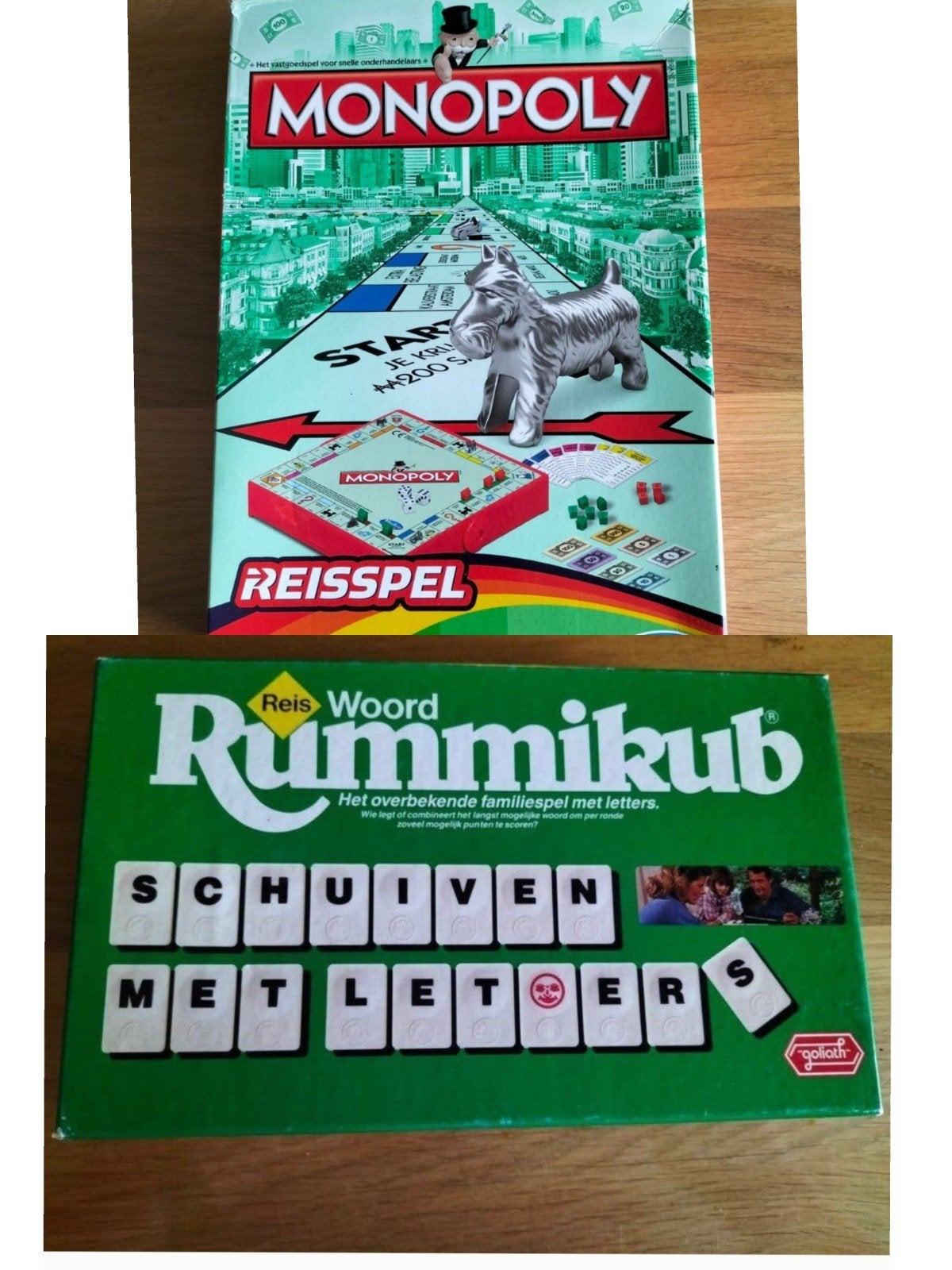 Monopoly Reisspel & Rummikub Reis Woord - 2 Spellen, Hobby en Vrije tijd, Gezelschapsspellen | Bordspellen, Gebruikt, Hasbro Gaming, Goliath