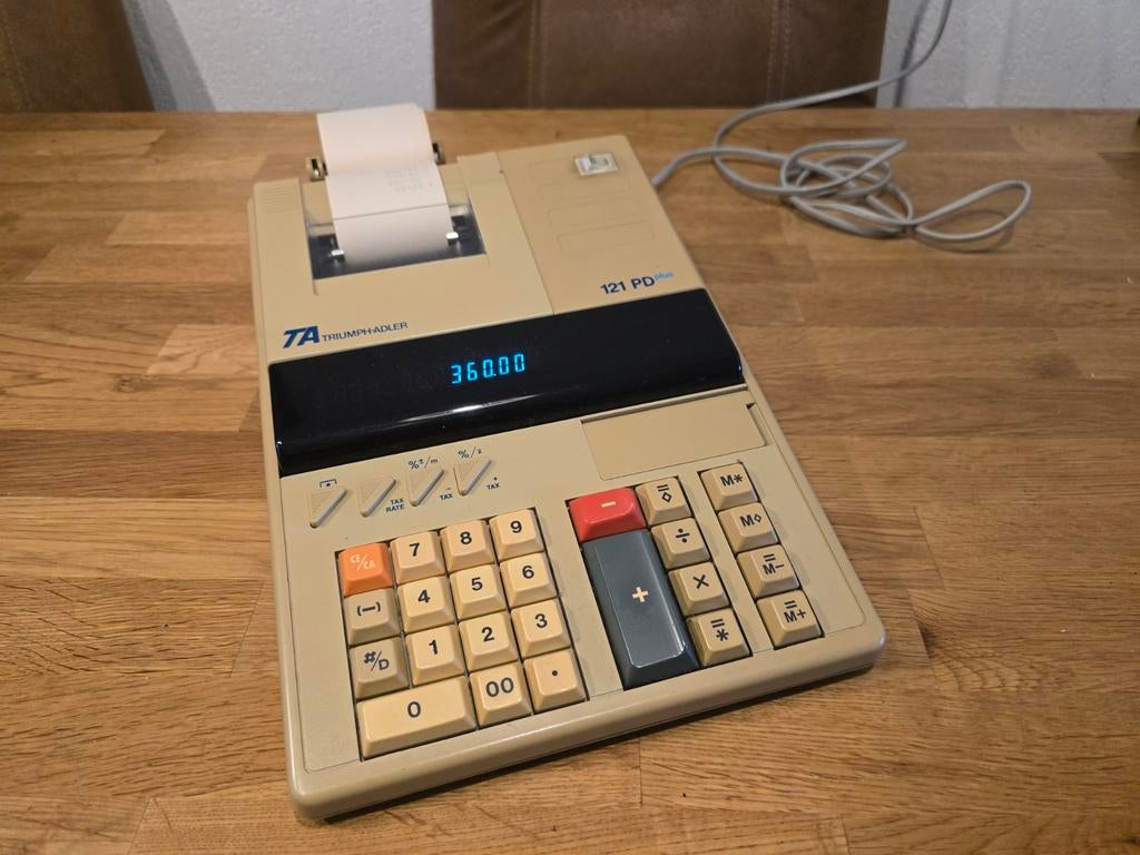 Vintage Triumph-Adler 121PD Plus rekenmachine met bonprinter, Ophalen of Verzenden