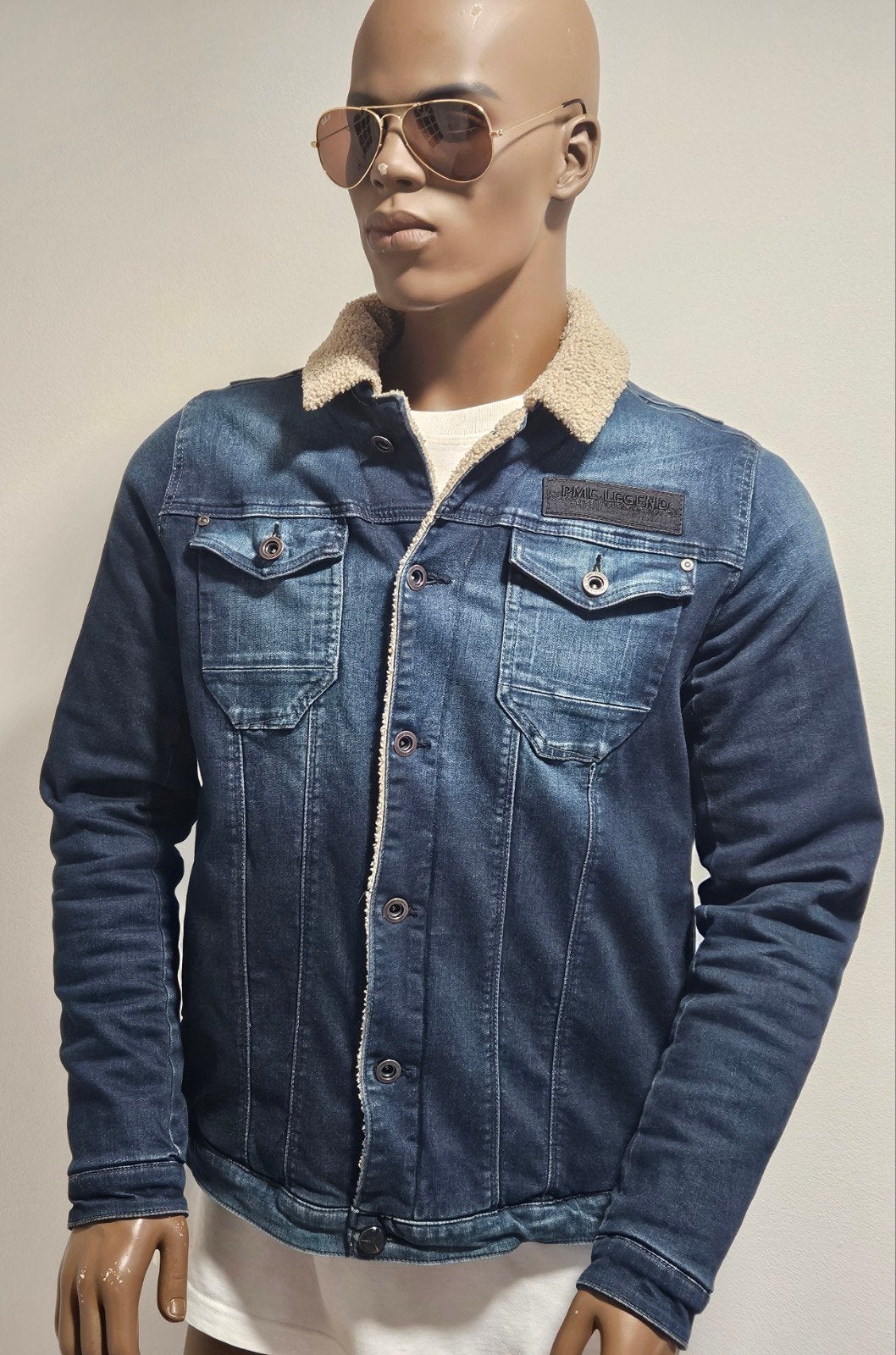 PME Legend met teddy gevoerde stretch spijkerjas (M) zgan