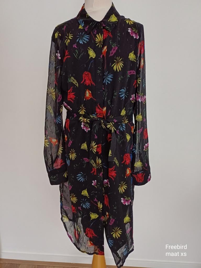 Freebird jurk maat XS met bloemenprint, Zwart, Ophalen of Verzenden, Maat 34 (XS) of kleiner, Gedragen