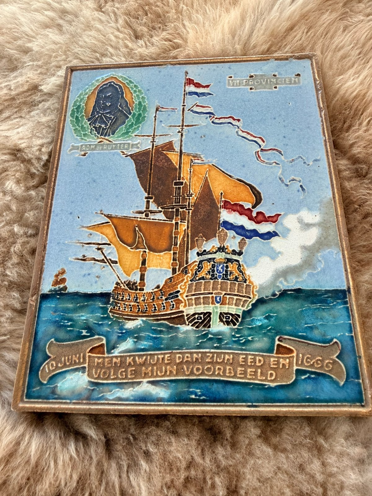 Cloisonne tegel de zeven Provincien Westraven chip uit rand, Ophalen