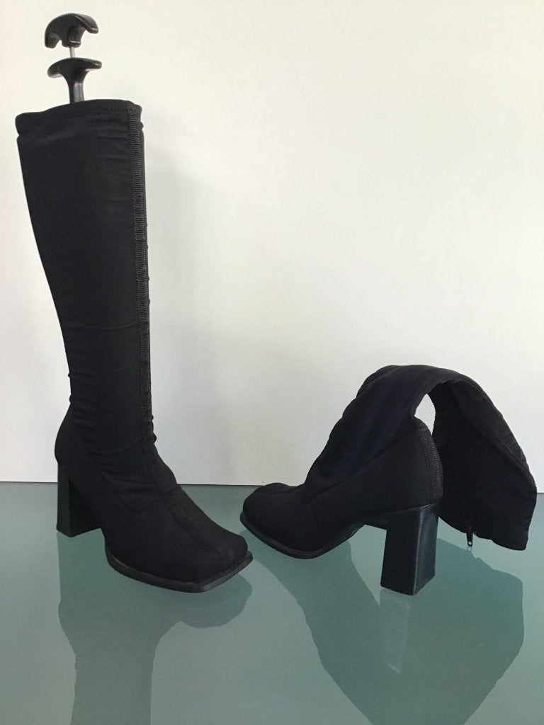 Coole zwarte stretch laarzen 36 | Gratis verzenden, Kleding | Dames, Schoenen, Hoge laarzen, Verzenden, Zwart, Zo goed als nieuw