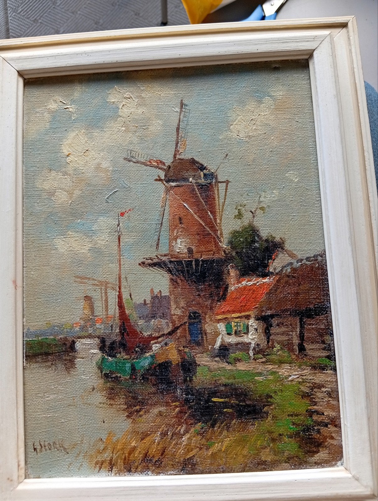 Oud Hollands schilderij: Molen aan het water, Ophalen of Verzenden