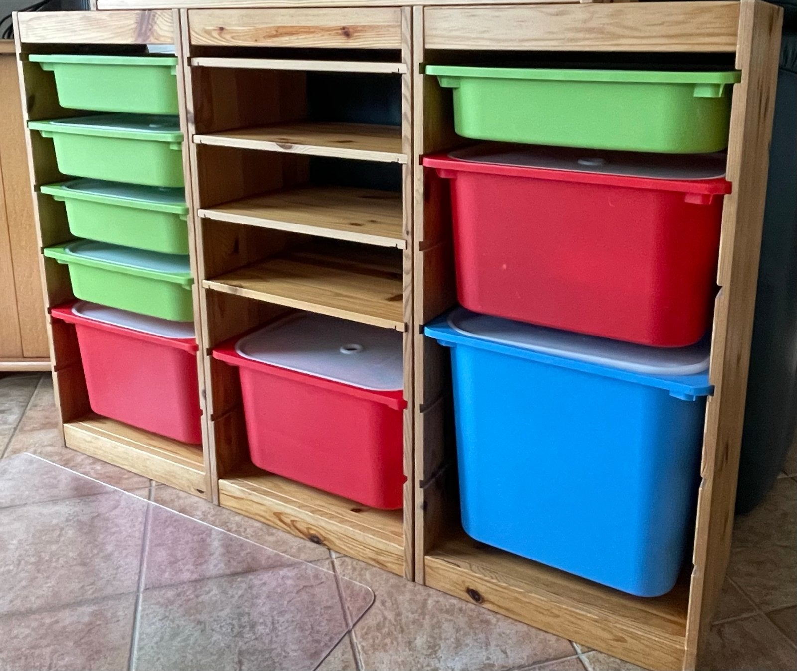 3x IKEA TROFAST kasten met gekleurde bakken en planken, Ophalen, Gebruikt, Kast