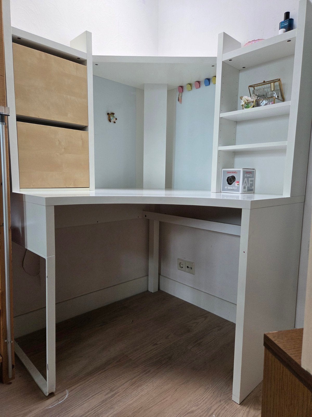 IKEA Micke Hoekbureau Wit met Opbergruimte, Ophalen, Gebruikt, Scandinavisch, Spaanplaat of MDF