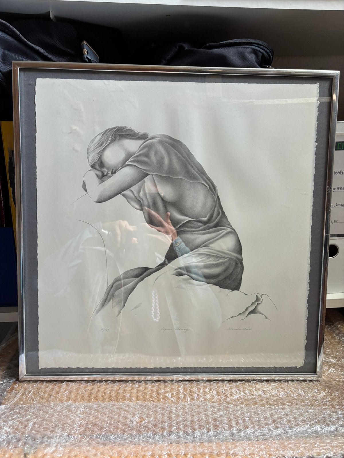 Tekening vrouw incl lijstje, Antiek en Kunst, Kunst | Tekeningen en Foto's, Ophalen