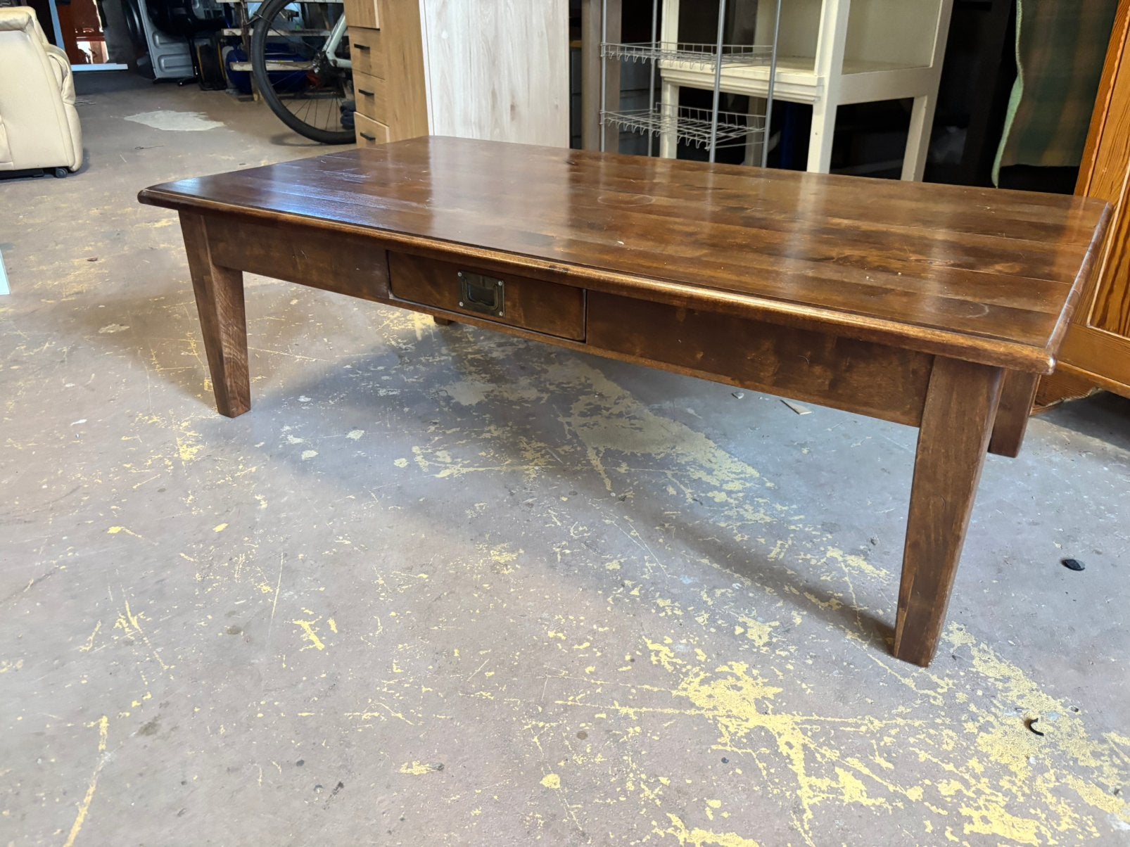 Massief houten salontafel - 70x130x40H, 1025xe, 100 tot 150 cm, Zo goed als nieuw, Re