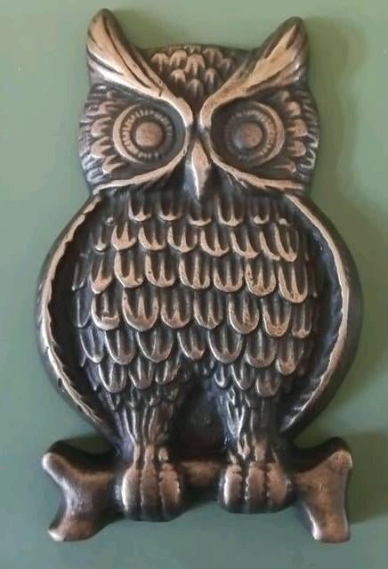 Mooie Bronzen uil Plaquette13 cm H  8 cm B gewicht 585 gram, Antiek en Kunst, Ophalen of Verzenden