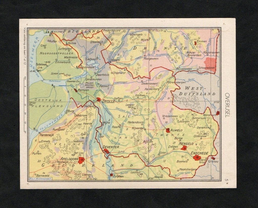 Provinciekaartje Overijssel Pepermunt Steenwijk Staphorst., Ophalen of Verzenden, Zo goed als nieuw