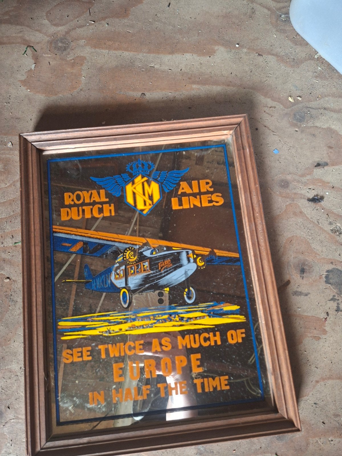 Royal dutch klm spiegel, Antiek en Kunst, Antiek | Spiegels, Ophalen, Rechthoekig