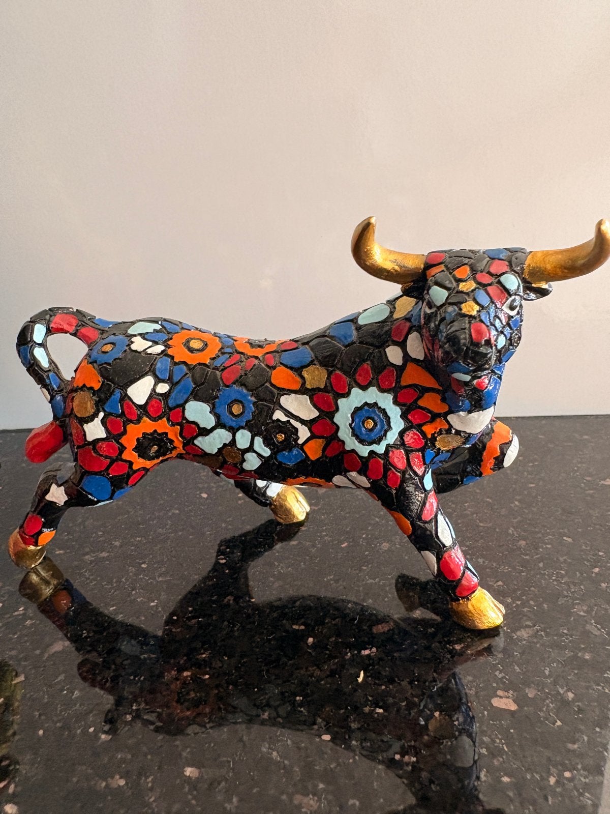 Stier en Torero Beeldjes - Mozaïek Stijl, Ophalen of Verzenden, 20 - 50 cm, Overige materialen, Beeld