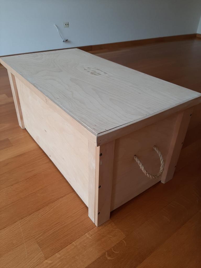 Houten opbergbox 82x42x40 cm met touwgrepen, Gebruikt, 50 tot 100 cm, Ophalen of Verzenden, Minder dan 50 cm