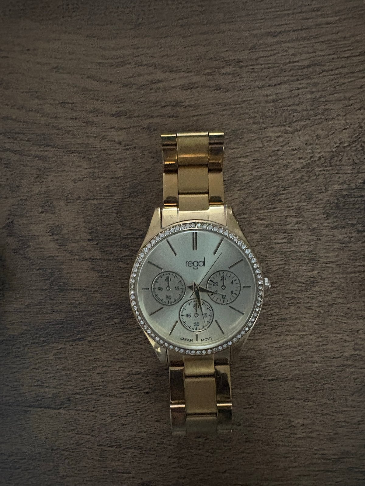Regal dames horloge - Goudkleurig met strass, werkt prima, Gebruikt, Polshorloge, Met strass, Ophalen